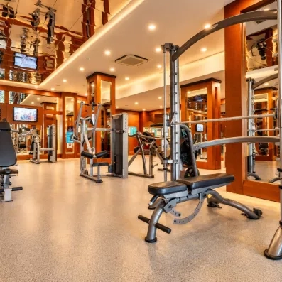salle de fitness avec machines de musculations