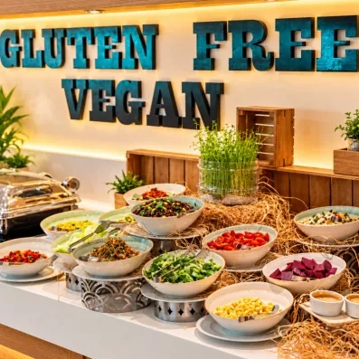 buffet avec différentes salades dans le restaurant principal